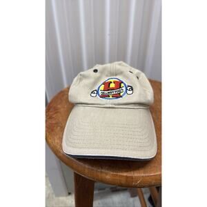 Hallway Feeds Tan Adjustable Strap Back Baseball Hat Embroidered Logo 207